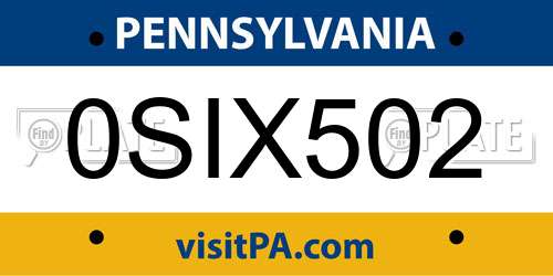0SIX502 Pennsylvania License Plate