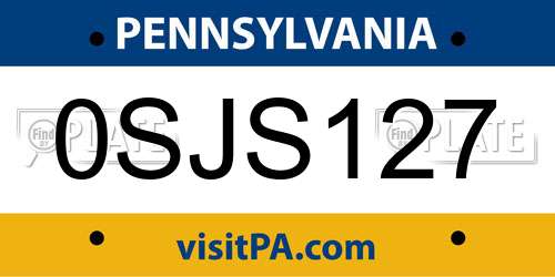0SJS127 Pennsylvania License Plate
