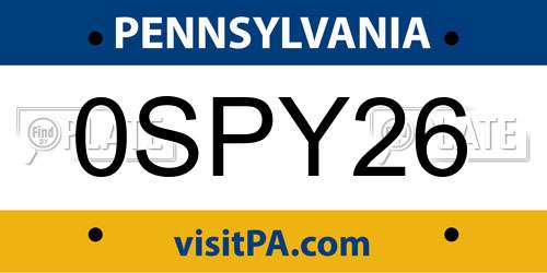 0SPY26 Pennsylvania License Plate