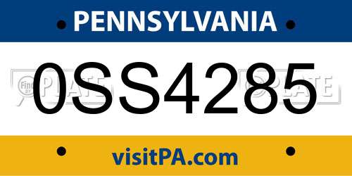 0SS4285 Pennsylvania License Plate