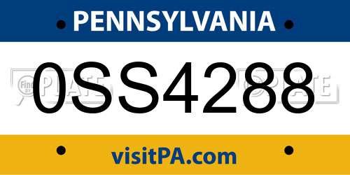 0SS4288 Pennsylvania License Plate