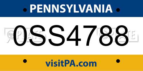 0SS4788 Pennsylvania License Plate