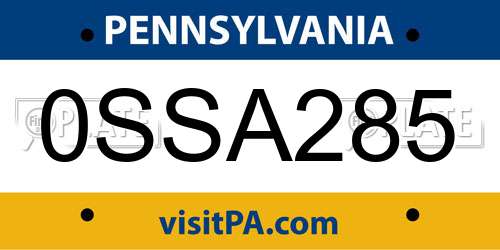 0SSA285 Pennsylvania License Plate