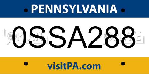 0SSA288 Pennsylvania License Plate