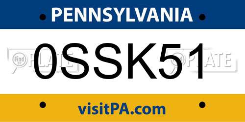 0SSK51 Pennsylvania License Plate