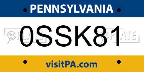 0SSK81 Pennsylvania License Plate