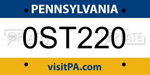 0ST220 Pennsylvania License Plate
