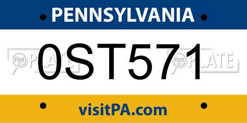 0ST571 Pennsylvania License Plate