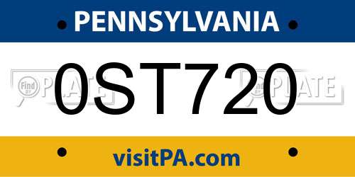 0ST720 Pennsylvania License Plate