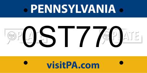 0ST770 Pennsylvania License Plate