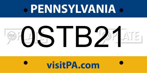 0STB21 Pennsylvania License Plate