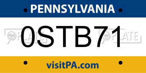 0STB71 Pennsylvania License Plate