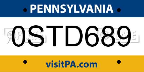 0STD689 Pennsylvania License Plate