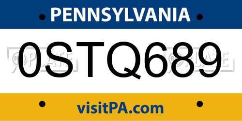 0STQ689 Pennsylvania License Plate