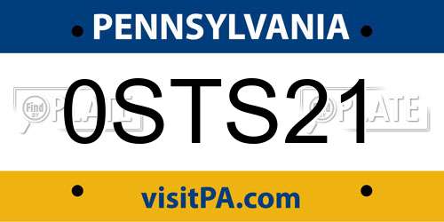 0STS21 Pennsylvania License Plate