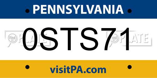 0STS71 Pennsylvania License Plate