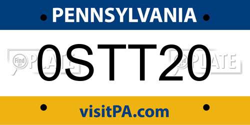 0STT20 Pennsylvania License Plate