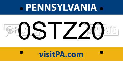 0STZ20 Pennsylvania License Plate