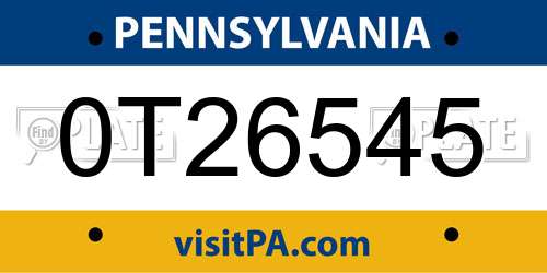 0T26545 Pennsylvania License Plate