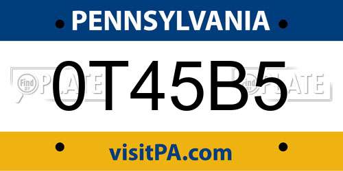0T45B5 Pennsylvania License Plate