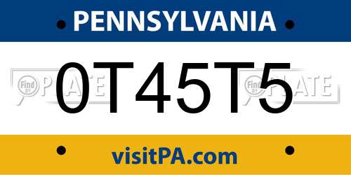 0T45T5 Pennsylvania License Plate