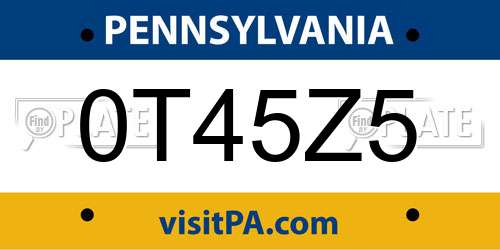 0T45Z5 Pennsylvania License Plate