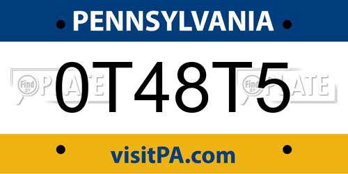 0T48T5 Pennsylvania License Plate