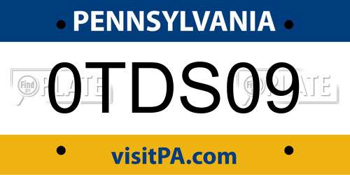 0TDS09 Pennsylvania License Plate