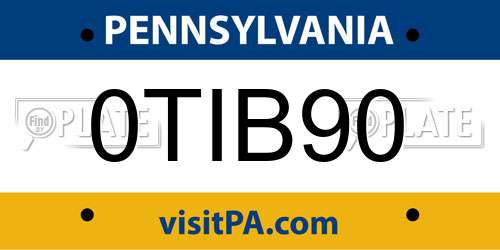 0TIB90 Pennsylvania License Plate