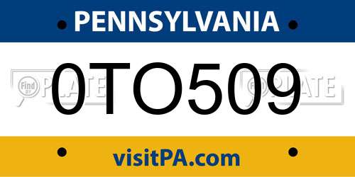 0TO509 Pennsylvania License Plate