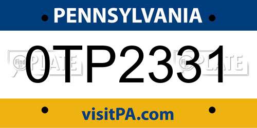 0TP2331 Pennsylvania License Plate