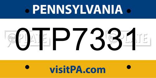 0TP7331 Pennsylvania License Plate