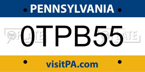 0TPB55 Pennsylvania License Plate