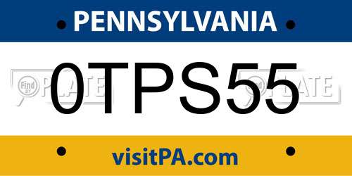 0TPS55 Pennsylvania License Plate