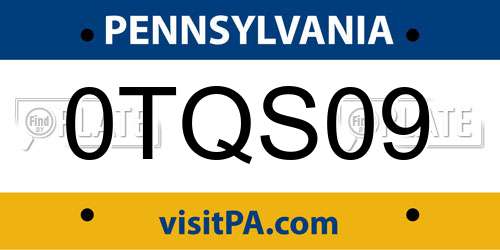 0TQS09 Pennsylvania License Plate