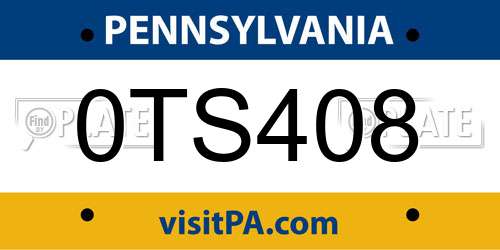 0TS408 Pennsylvania License Plate