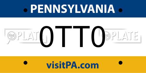 0TT0 Pennsylvania License Plate