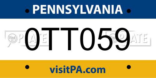 0TT059 Pennsylvania License Plate