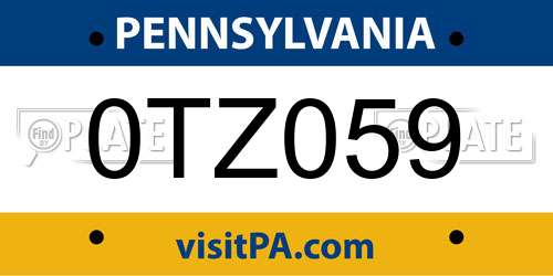 0TZ059 Pennsylvania License Plate