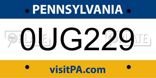 0UG229 Pennsylvania License Plate