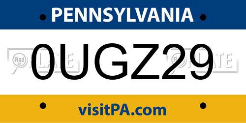 0UGZ29 Pennsylvania License Plate