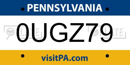 0UGZ79 Pennsylvania License Plate