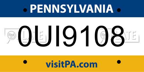 0UI9108 Pennsylvania License Plate