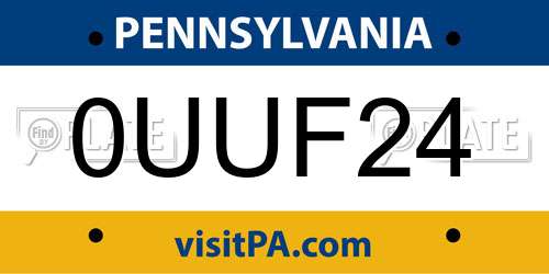 0UUF24 Pennsylvania License Plate