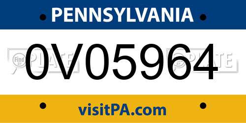 0V05964 Pennsylvania License Plate