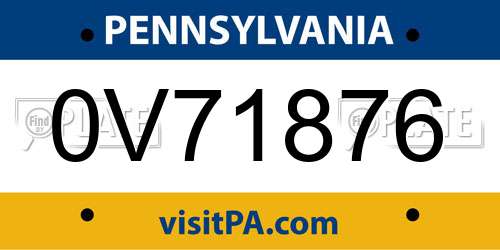 0V71876 Pennsylvania License Plate
