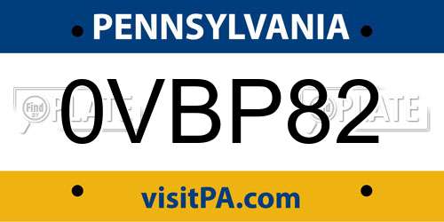 0VBP82 Pennsylvania License Plate