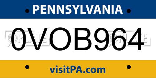 0VOB964 Pennsylvania License Plate