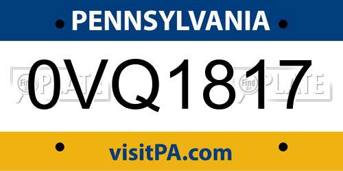 0VQ1817 Pennsylvania License Plate