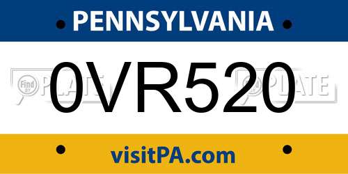0VR520 Pennsylvania License Plate